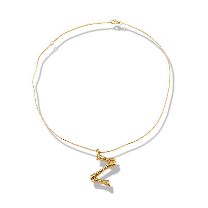 Big Metal Bamboo Alphabet Necklaces