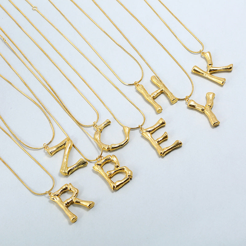 Big Metal Bamboo Alphabet Necklaces
