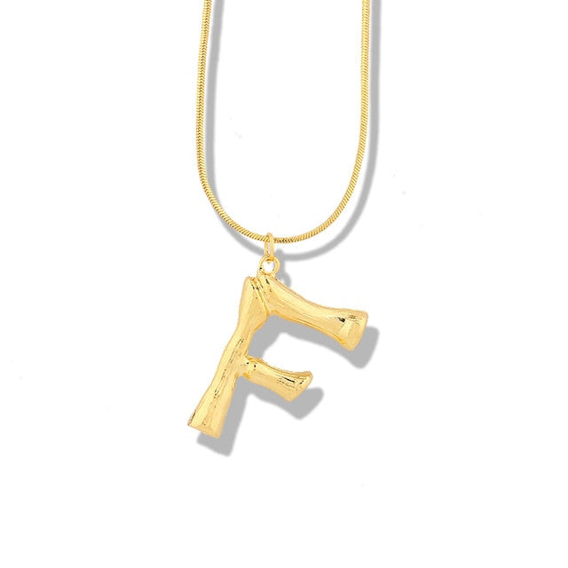 Big Metal Bamboo Alphabet Necklaces