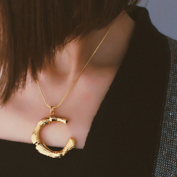 Big Metal Bamboo Alphabet Necklaces