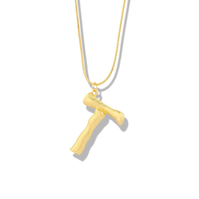 Big Metal Bamboo Alphabet Necklaces