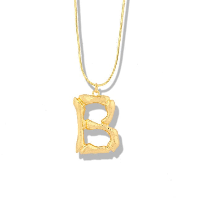 Big Metal Bamboo Alphabet Necklaces