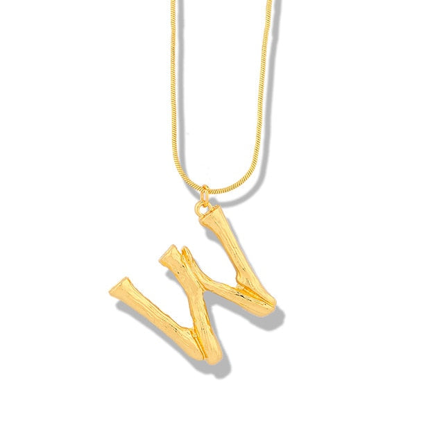 Big Metal Bamboo Alphabet Necklaces