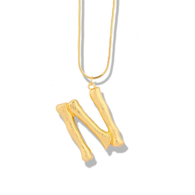 Big Metal Bamboo Alphabet Necklaces
