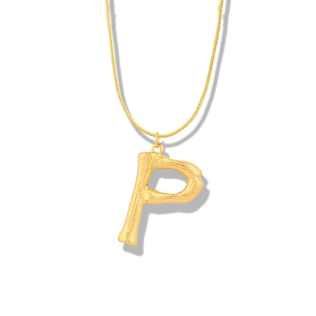 Big Metal Bamboo Alphabet Necklaces