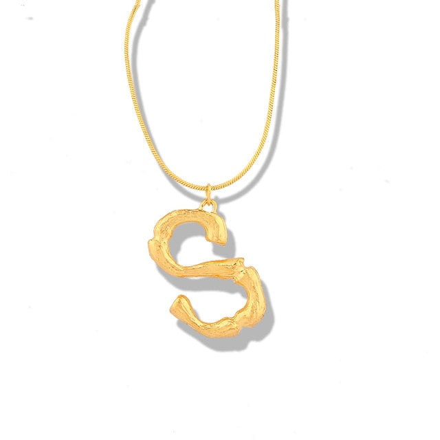 Big Metal Bamboo Alphabet Necklaces