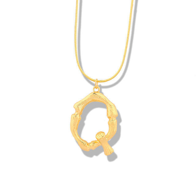 Big Metal Bamboo Alphabet Necklaces