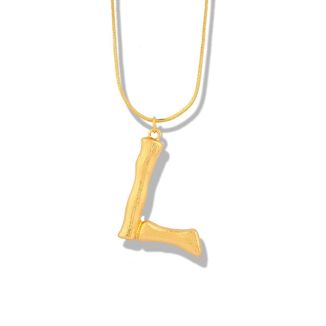 Big Metal Bamboo Alphabet Necklaces