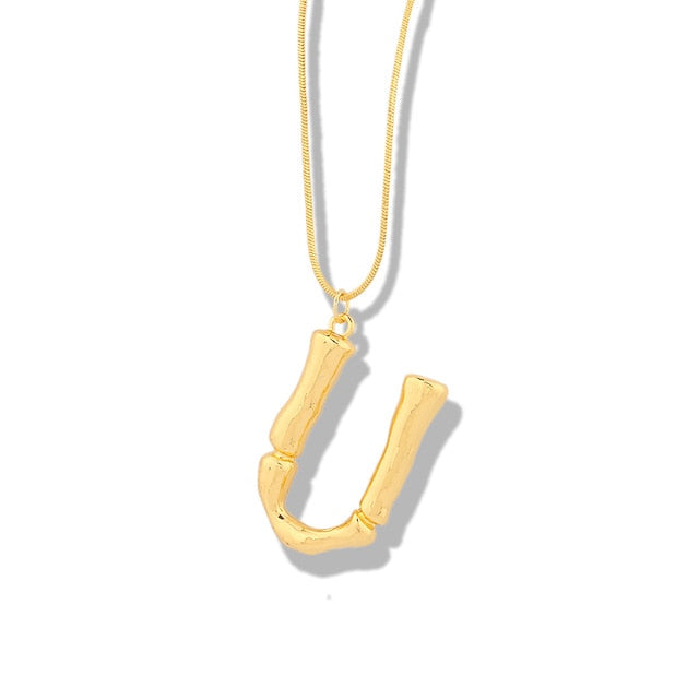 Big Metal Bamboo Alphabet Necklaces