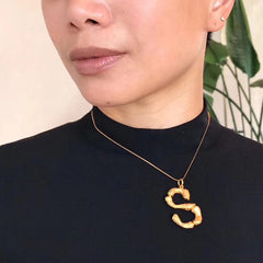 Big Metal Bamboo Alphabet Necklaces