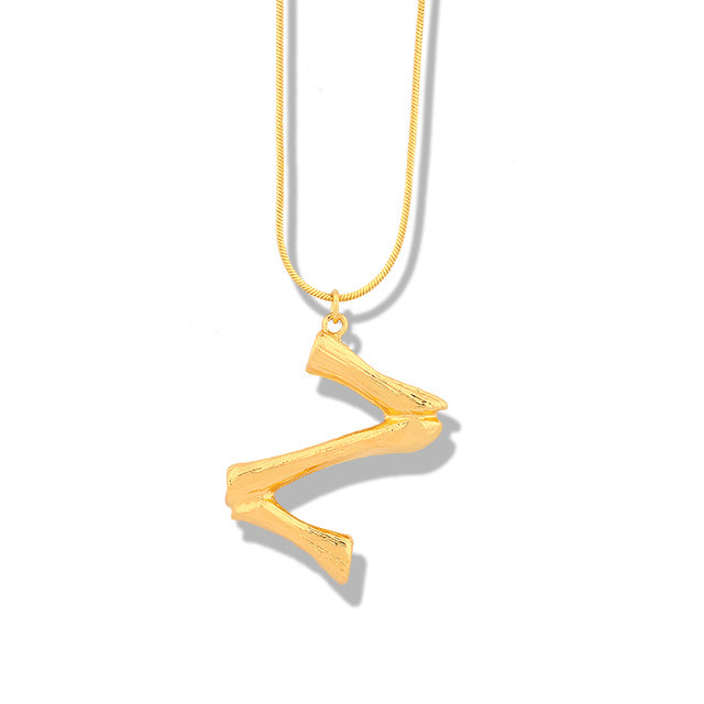 Big Metal Bamboo Alphabet Necklaces