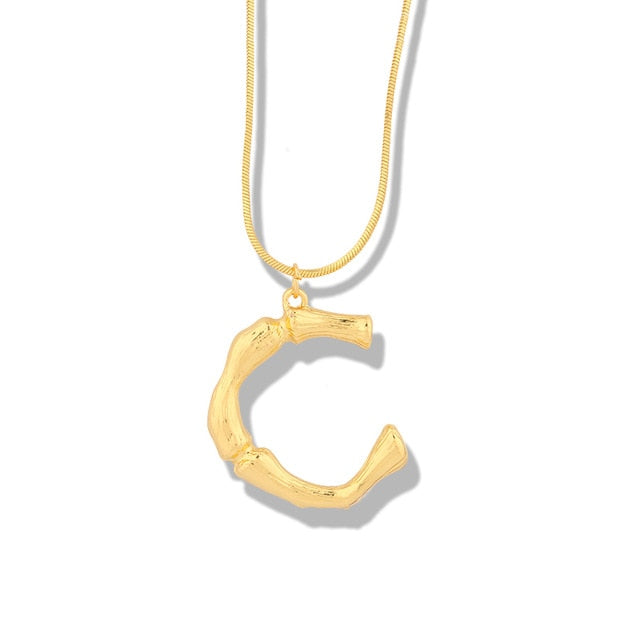 Big Metal Bamboo Alphabet Necklaces