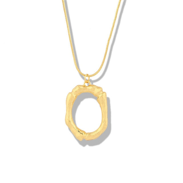 Big Metal Bamboo Alphabet Necklaces