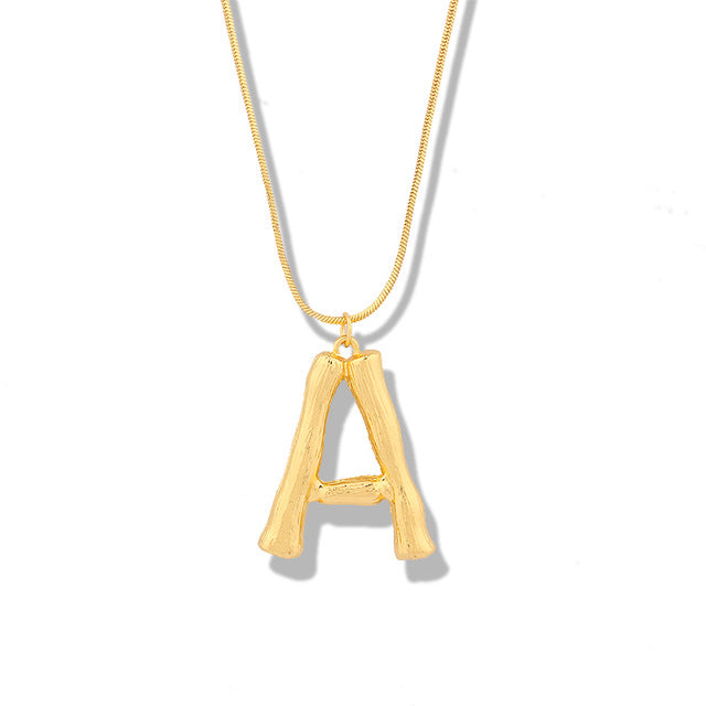 Big Metal Bamboo Alphabet Necklaces