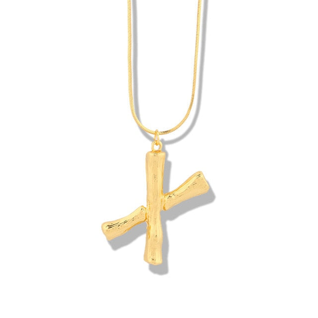 Big Metal Bamboo Alphabet Necklaces