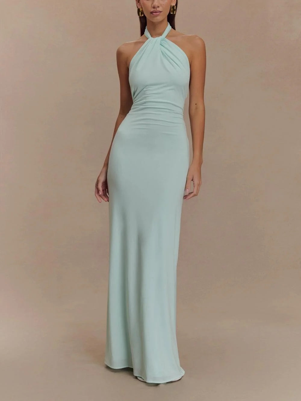 Bianca Backless Halter Maxi Cocktail Dress