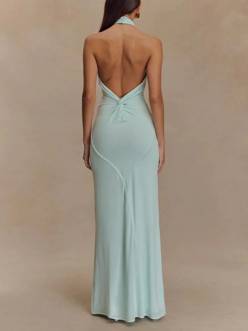 Bianca Backless Halter Maxi Cocktail Dress