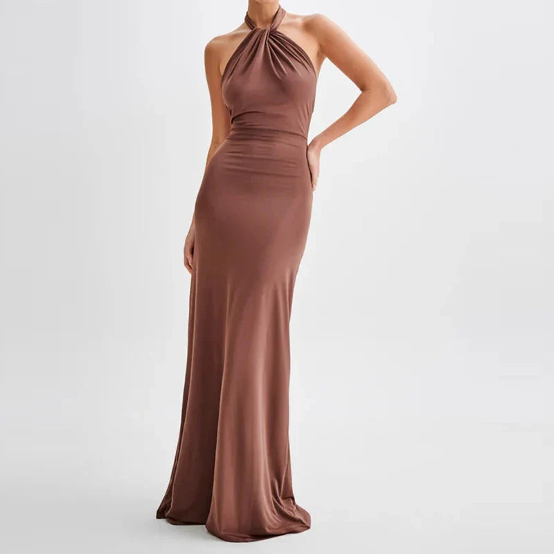 Bianca Backless Halter Maxi Cocktail Dress