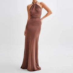Bianca Backless Halter Maxi Cocktail Dress