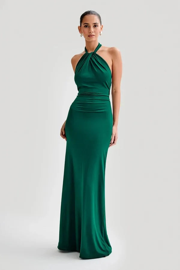 Bianca Backless Halter Maxi Cocktail Dress