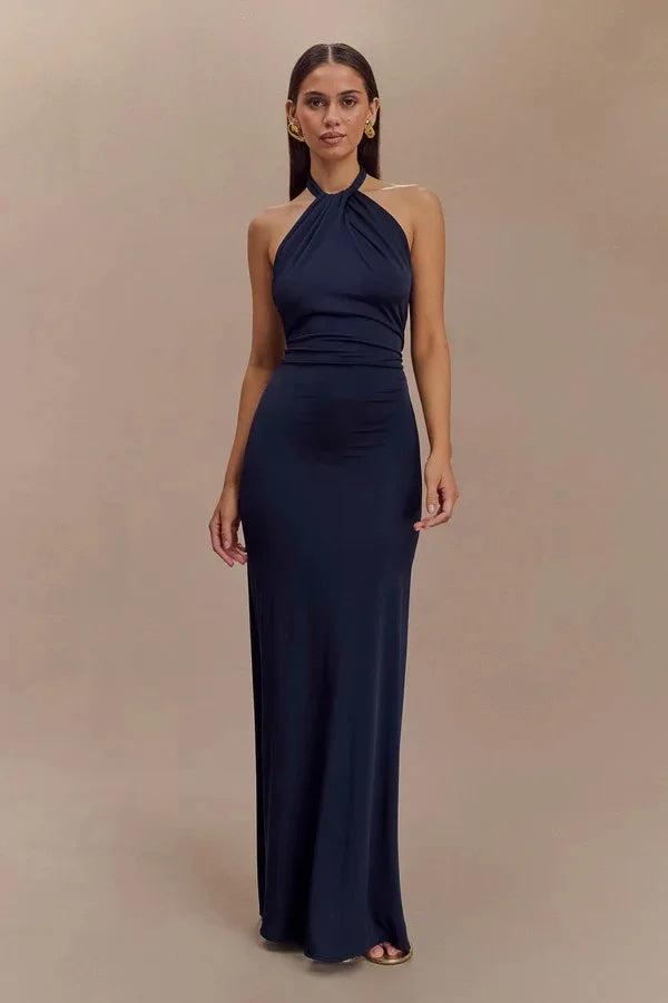 Bianca Backless Halter Maxi Cocktail Dress