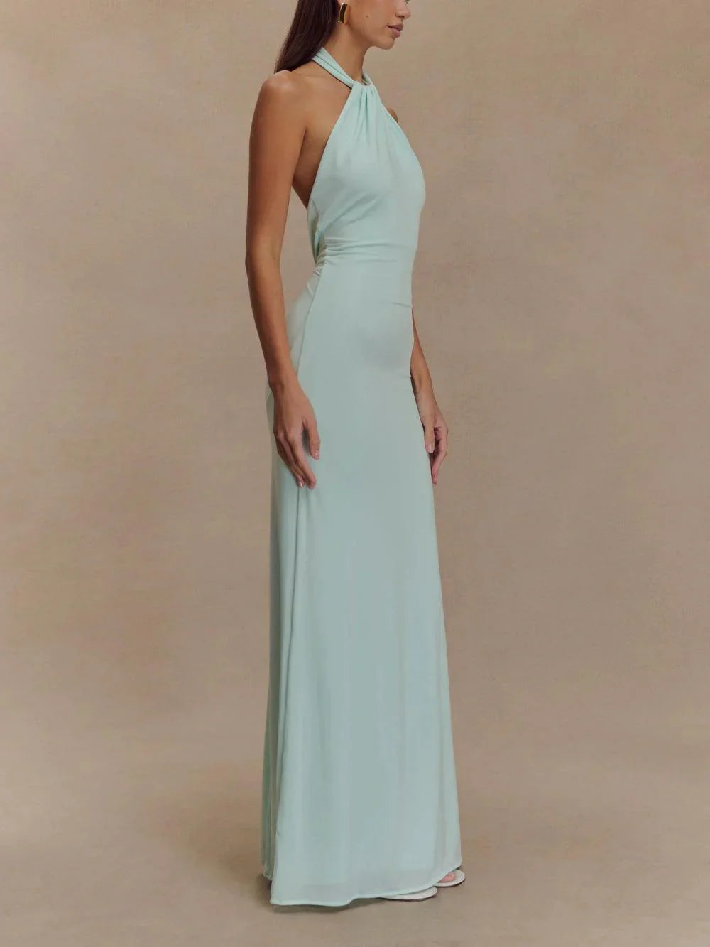 Bianca Backless Halter Maxi Cocktail Dress