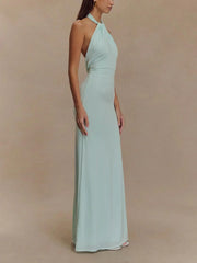 Bianca Backless Halter Maxi Cocktail Dress