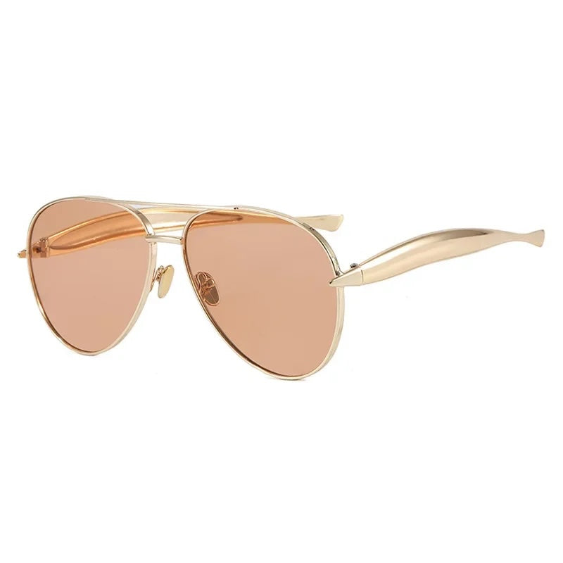Brixton Metallic Temple Aviator Sunglasses