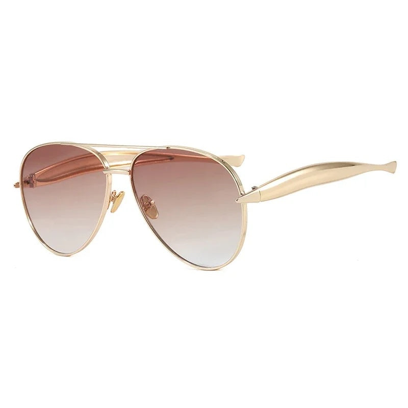 Brixton Metallic Temple Aviator Sunglasses