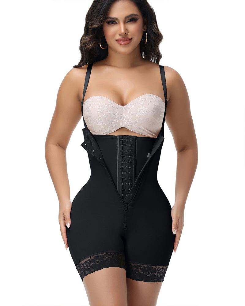 Tummy Control Adjustable Straps Shapewear Crotch Zipper Faja