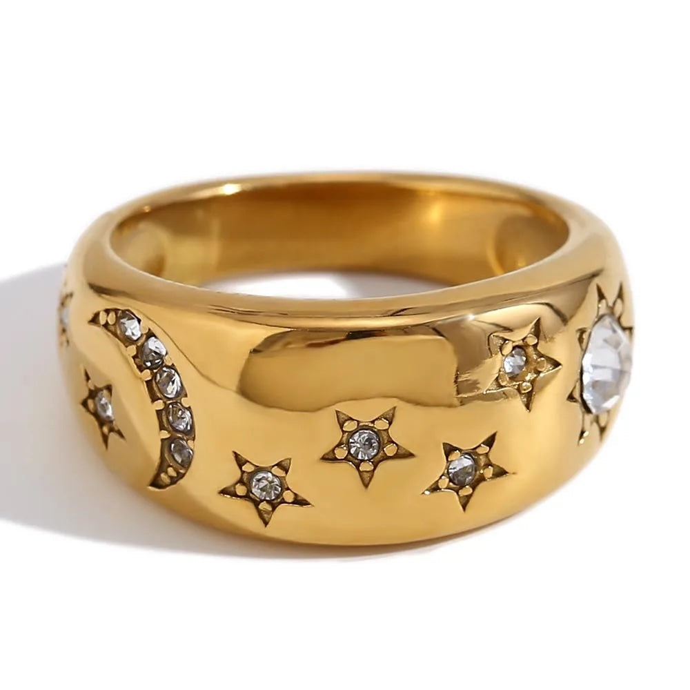 CZ 18K Gold Plated Celestial Ring