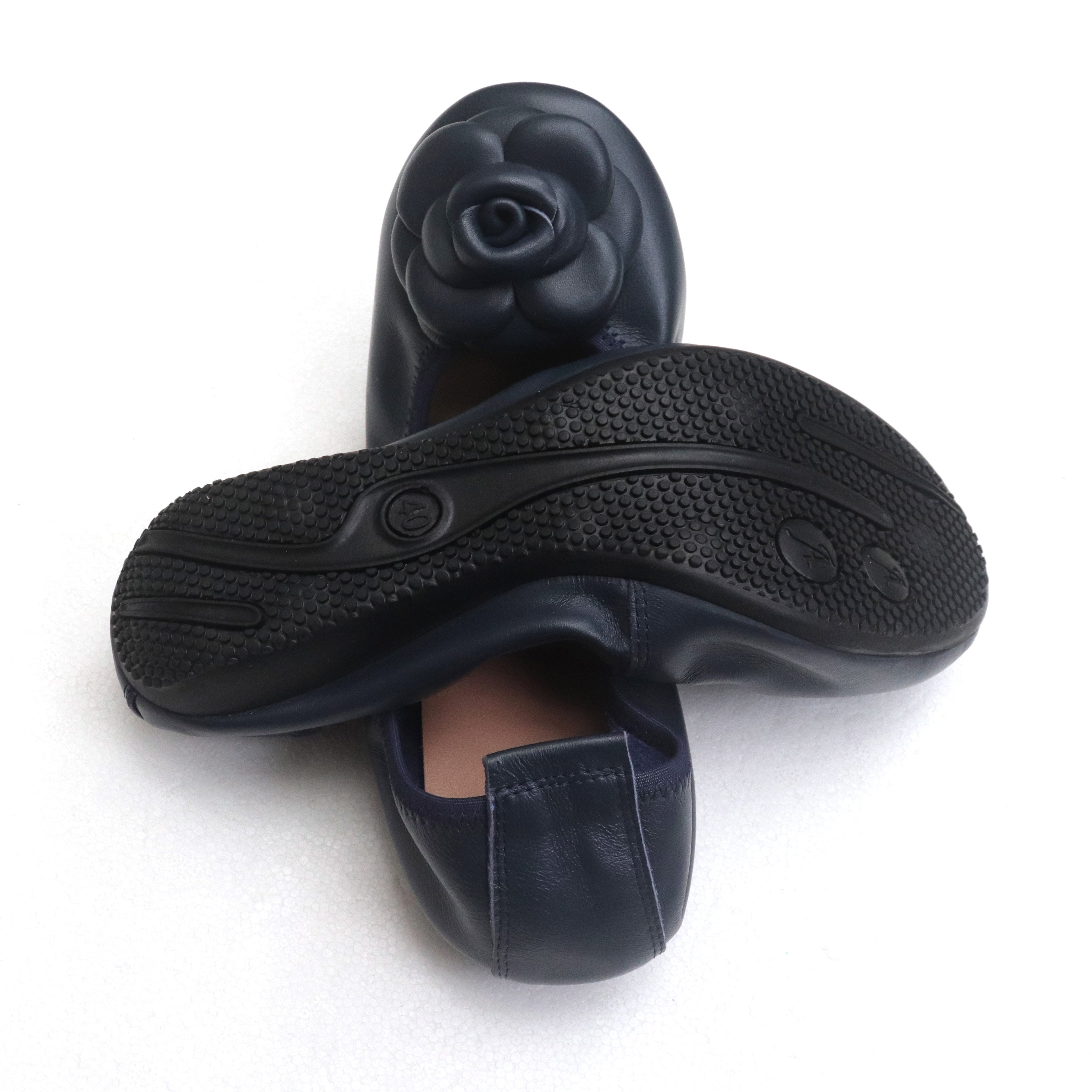 Camellia Genuine Leather Slip On Ballet Flats