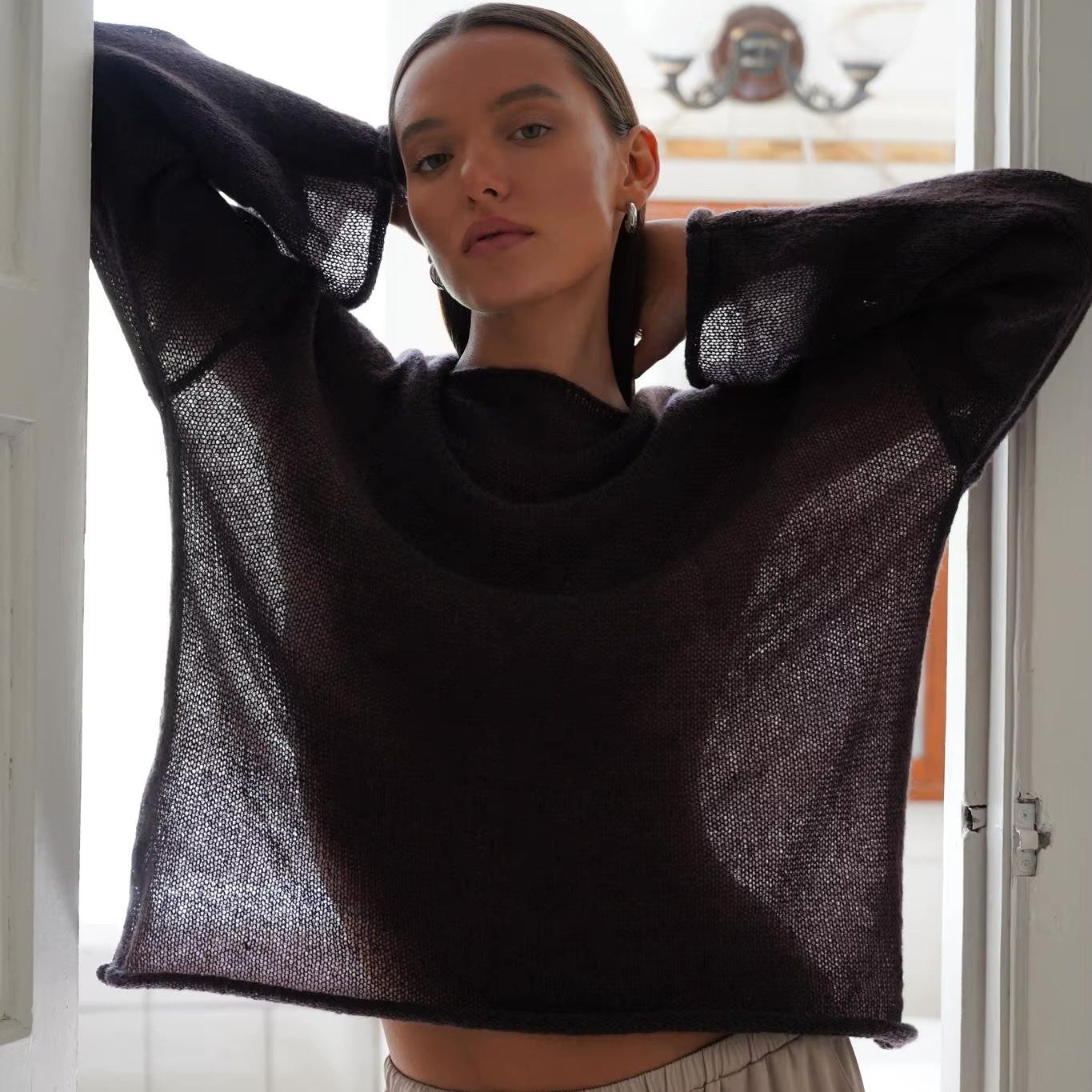 Carina Loose Long Sleeve Mesh Sweater