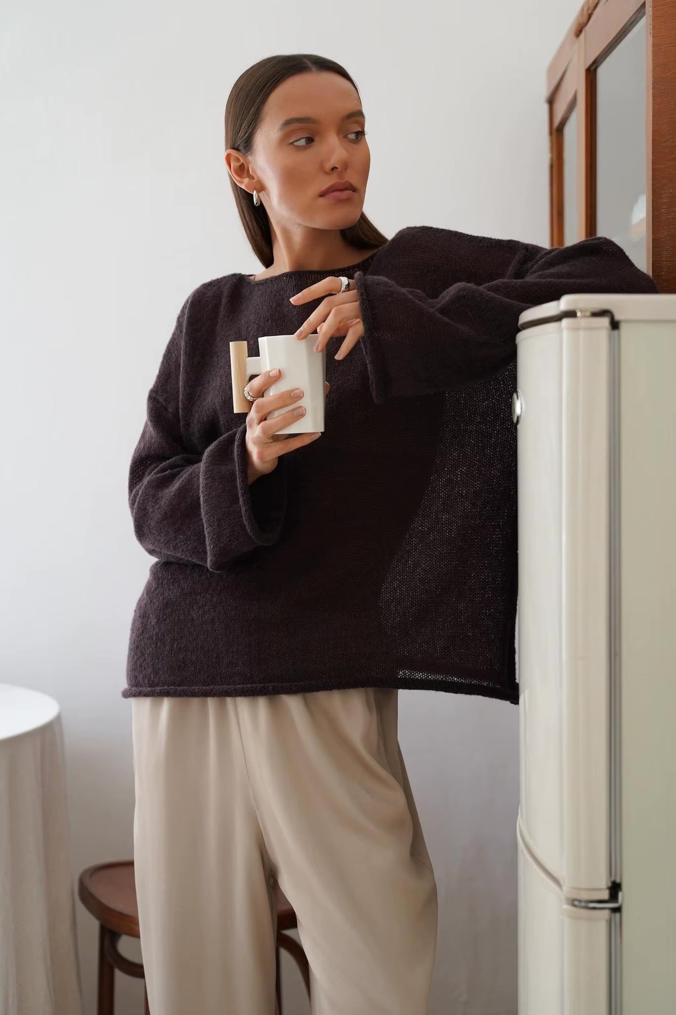 Carina Loose Long Sleeve Mesh Sweater