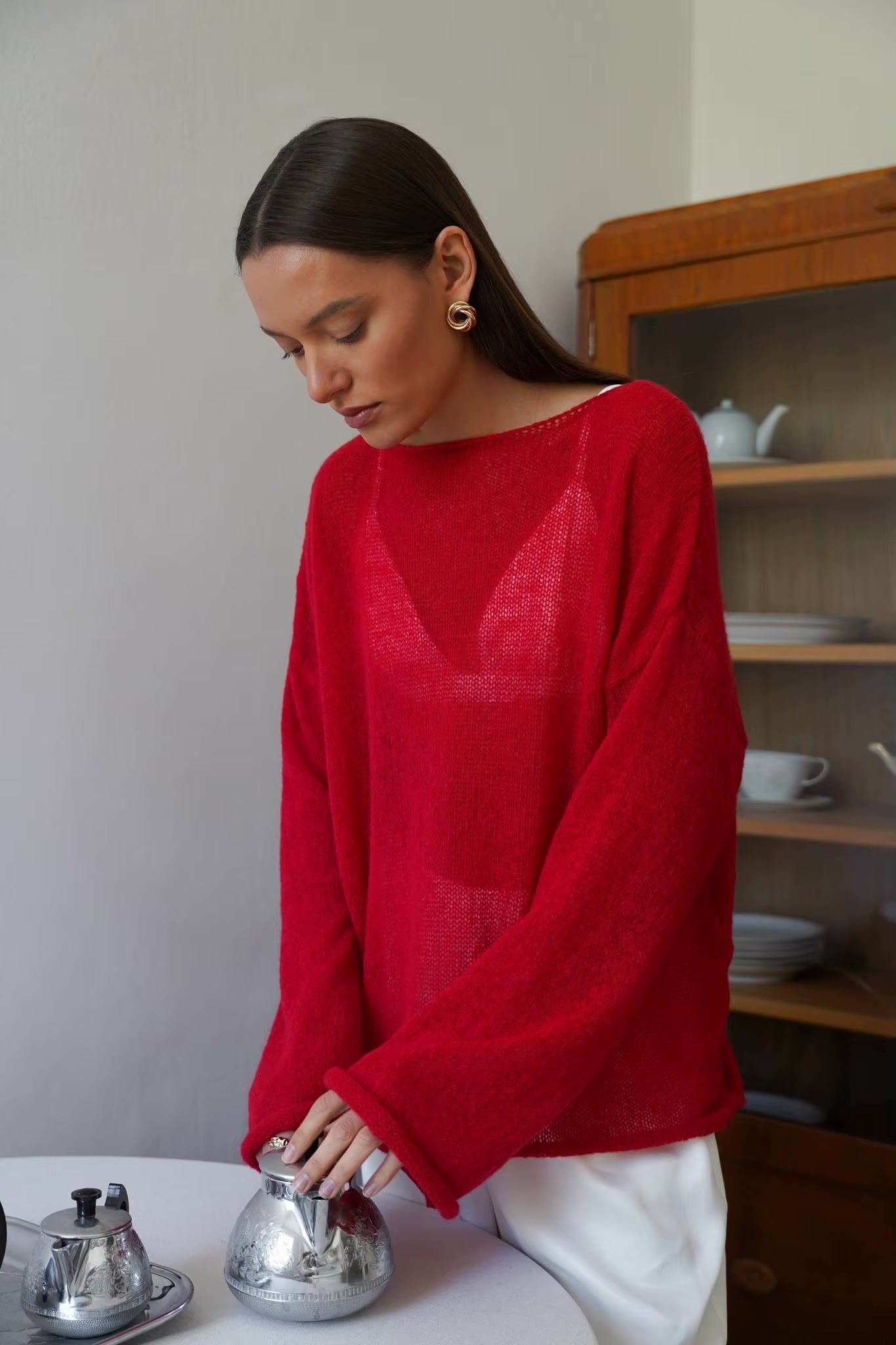 Carina Loose Long Sleeve Mesh Sweater