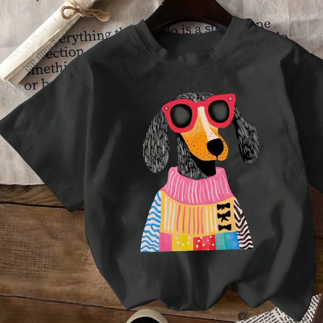Cartoon Fashion Puppy Graphic T-Shirts