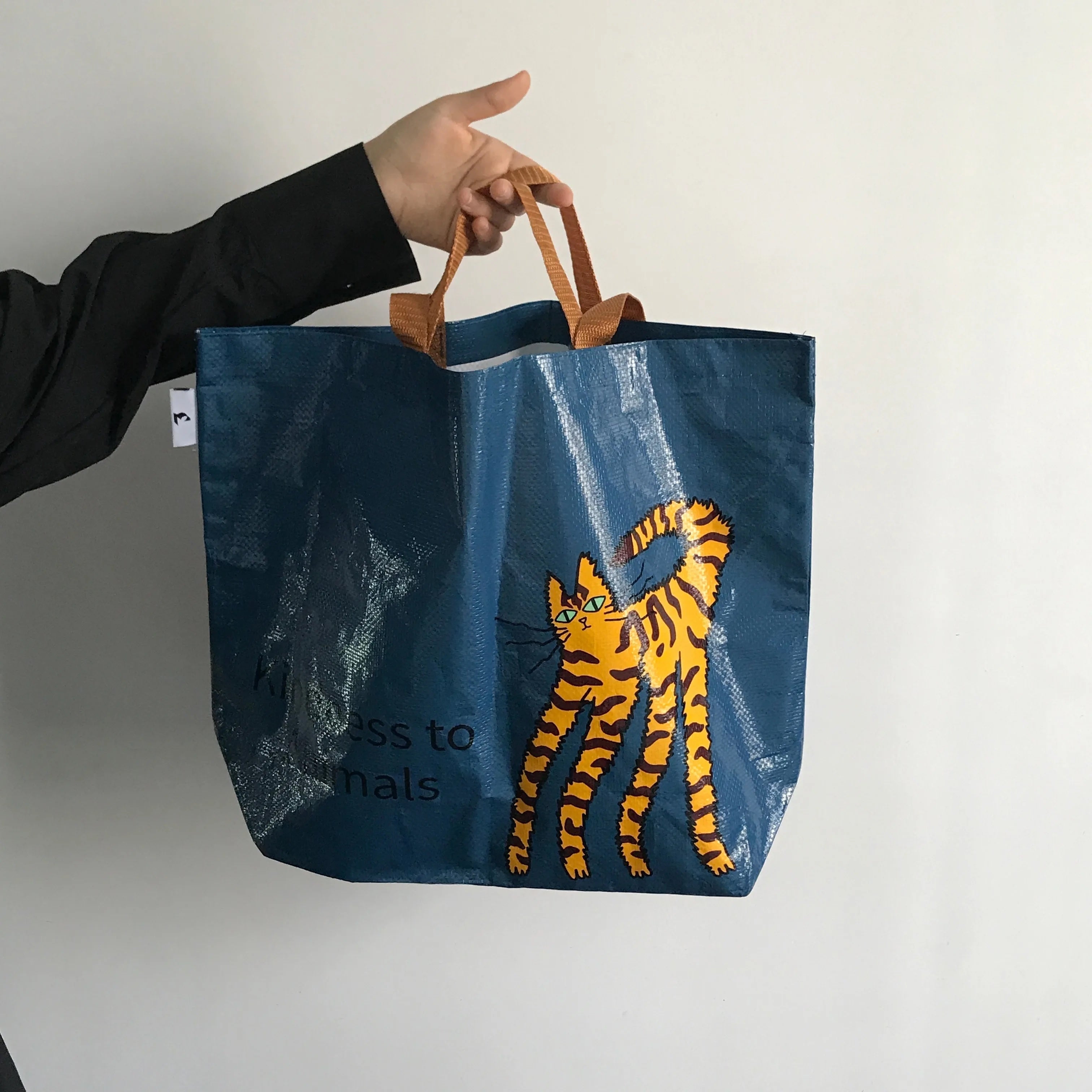 Cat Print Glossy Plastic Shopper Tote