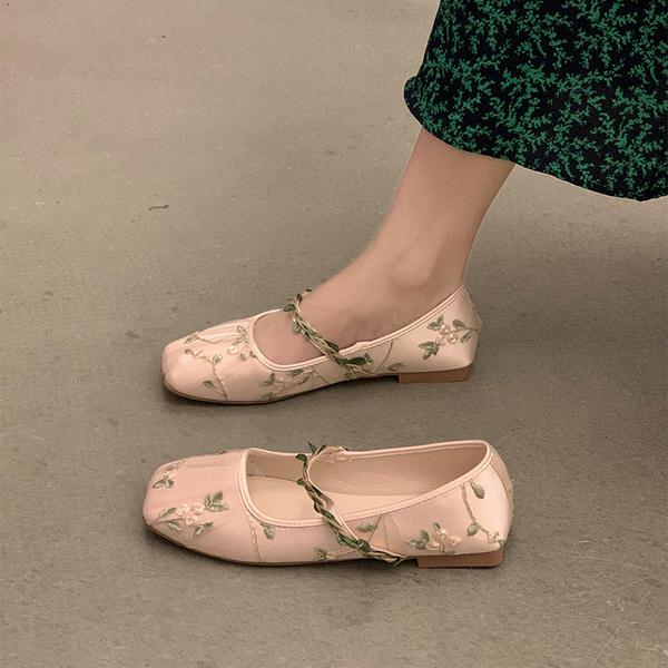 Cecilia Embroidery Tulle Ballet Flats (39/US 7.5) - SALE