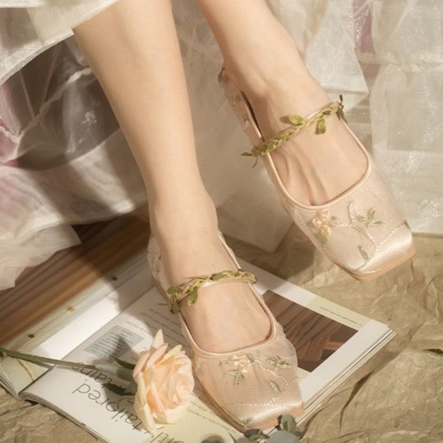 Cecilia Embroidery Tulle Ballet Flats (39/US 7.5) - SALE
