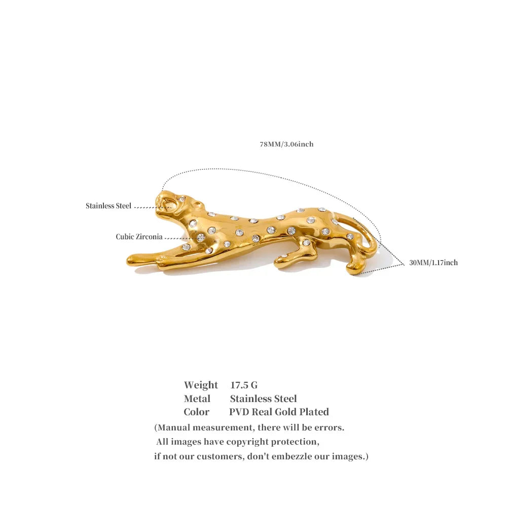 Celeste Gold Leopard Crystal Brooch