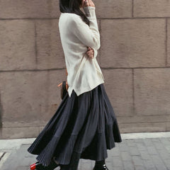 Chantal Asymmetric Hem Pleated Skirts - 2 Colors