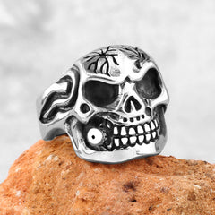 Unisex Cigar-Smoking Skull-Motif Punk Ring