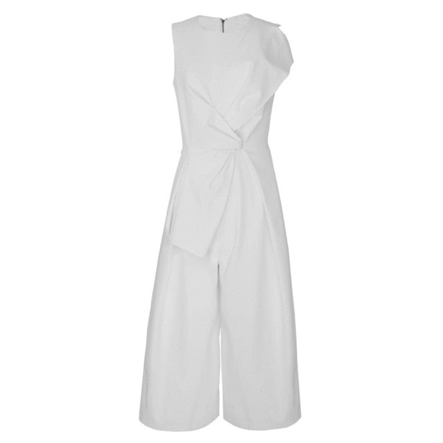 Claire Front Twist Sleeveless Jumpsuit - White M/US S