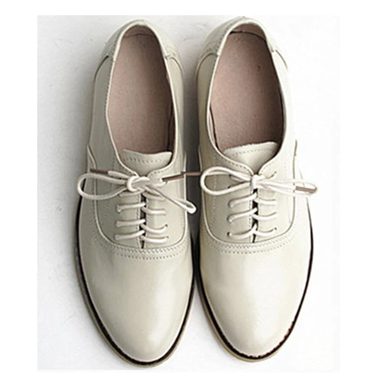 Classic Solid Color Genuine Leather Oxford Brogues