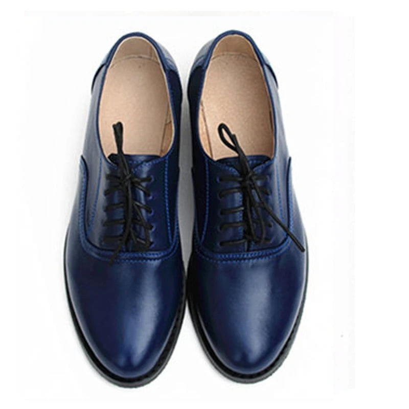 Classic Solid Color Genuine Leather Oxford Brogues