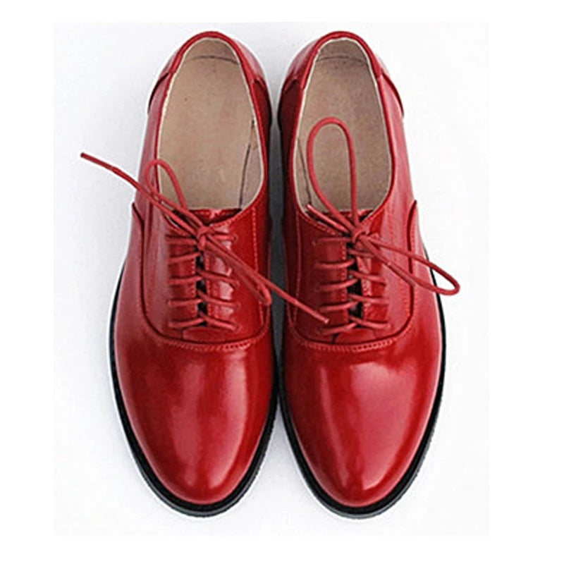 Classic Solid Color Genuine Leather Oxford Brogues