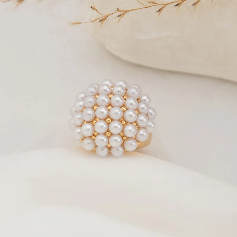 Cluster Pearl Dome Cocktail Ring