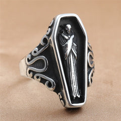 Coffin Vampire Skull Ring