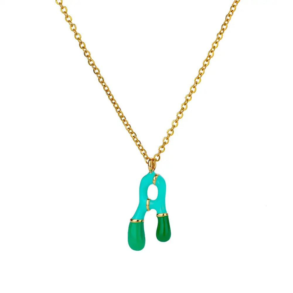 Colorful Resin Initial Letter Necklaces