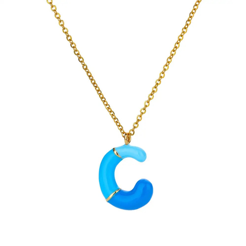 Colorful Resin Initial Letter Necklaces